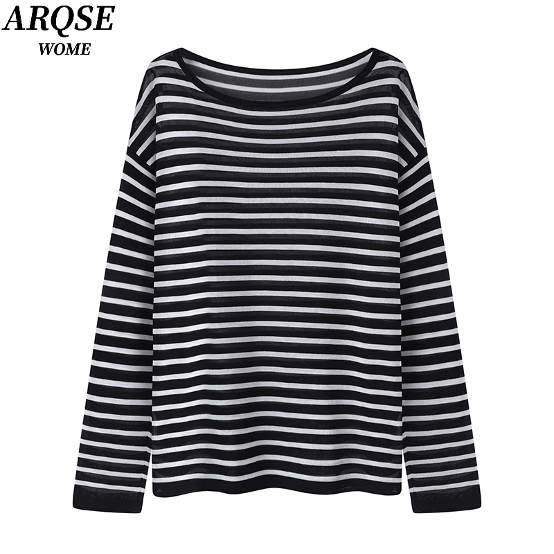 Enoswangjing Official official store 2026 Summer New Fashion Versatile Striped Knit Sweater Women's Sweater 8116