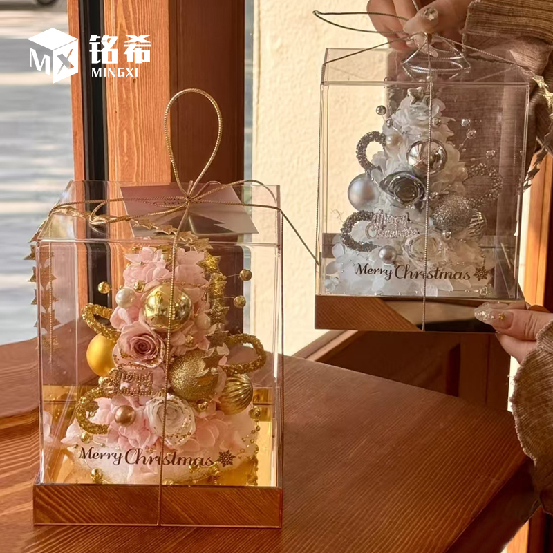 Internet-Famous Eternal Flower Gold and Silver Mirror Acrylic Container Transparent Flower Box Craft DIY Organic Glass Internet-Famous Eternal Flower Gold and Silver Mirror Acrylic Container Transparent Flower Box Craft DIY Organic Glass