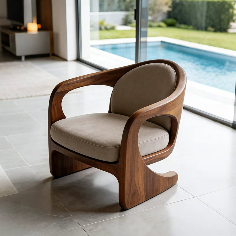 North American Black Walnut Wood Sofa Chair Leisure Chair 2026 New Model Solid Wood Single-Seat Leisure Space Fully Assembled Sofa Chair North American Black Walnut Wood Sofa Chair Leisure Chair 2026 New Model Solid Wood Single-Seat Leisure Space Fully Assembled Sofa Chair