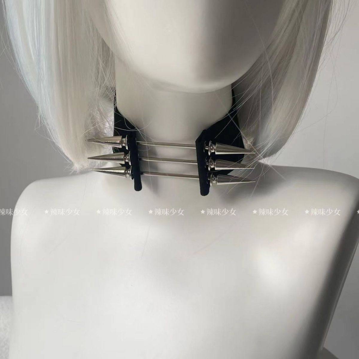 Punk Gothic Studded Spike Y2K Choker Dark Rock Exaggerated Choker Neck Chain Yabi Style Cultural Accessories