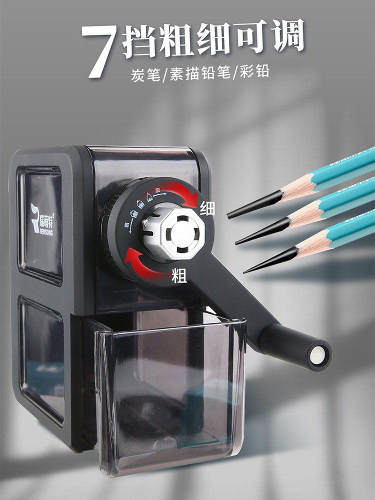 Rui Meng Special Sketch Pencil Sharpener for Art Candidates, Professional Sketch Pencil Sharpener for Art, Hand-Cranked Adjustable Pencil Sharpener, Non-Breaking Lead, Transparent Body, Detachable, No Stuck Lead, Pencil Sharpening Machine