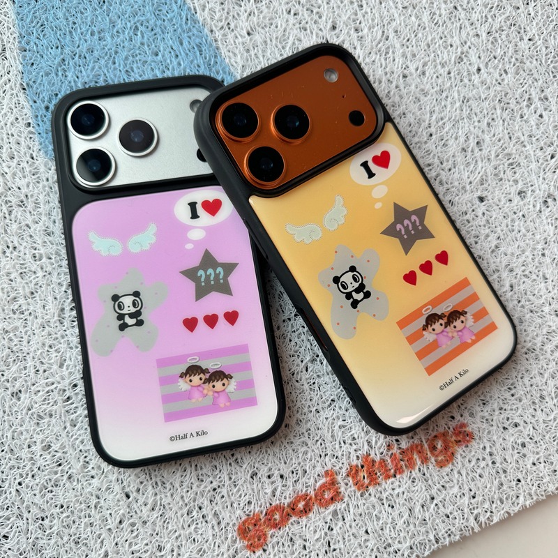 Half a Kilo Original "I Love" Panda Little Angel Niche Hot Girl Blogger Gradient iPhone 16 /17 iPhone Case Original Resin Art