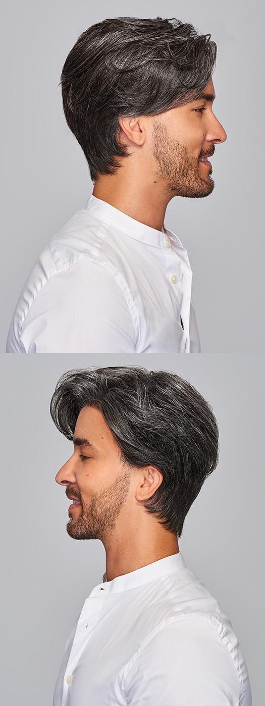 Тоник для волос мужчины 外贸亚马逊速卖通男士假发 黑白刘海偏分蓬松假发 直销一件发