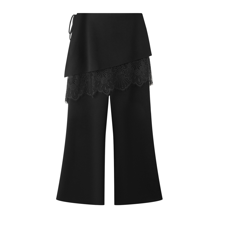 Mr&Er Mo Yi Online Cut-Label Authentic 2026 Autumn Black High-Waisted Lace Flared Casual Pants R6C73011