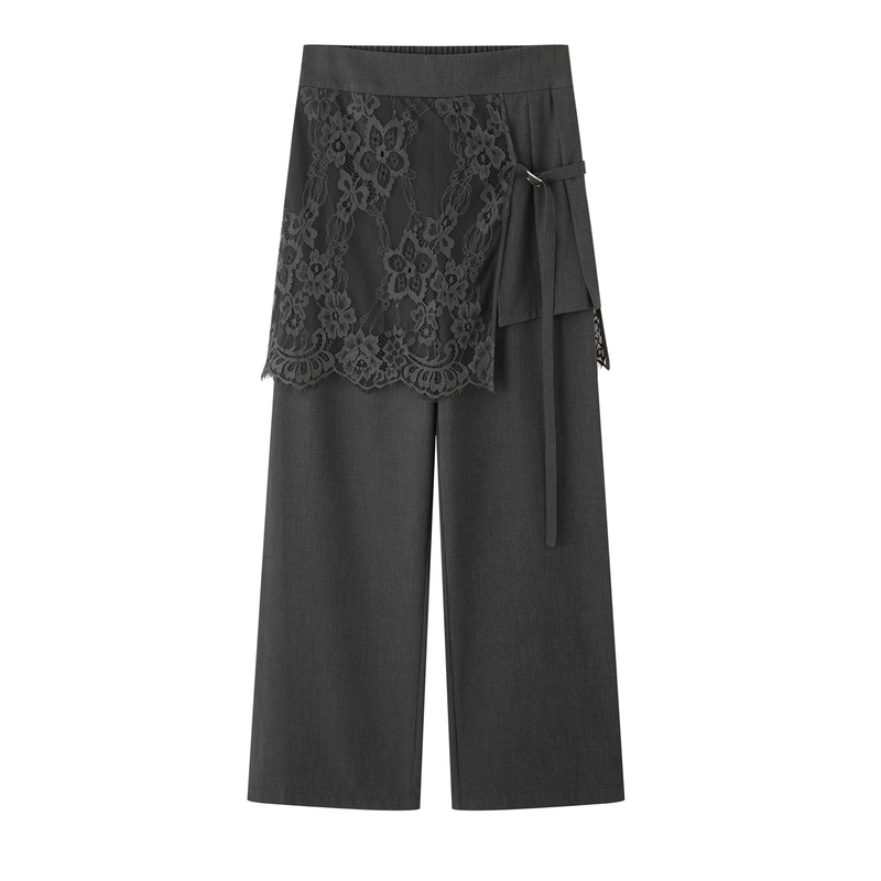 Mr&Er Mo Yi Mo Yi Online Authentic 2026 Autumn New High-Waisted Lace Patchwork Casual Pants R6C71532 Mr&Er Mo Yi Mo Yi Online Authentic 2026 Autumn New High-Waisted Lace Patchwork Casual Pants R6C71532