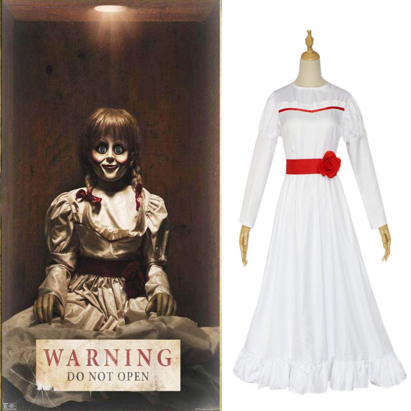 Annabelle Cosplay Halloween Costume for Kidsren and Adults, the Conjuring Ghost Doll Dress Wig Set Annabelle Cosplay Halloween Costume for Kidsren and Adults, the Conjuring Ghost Doll Dress Wig Set