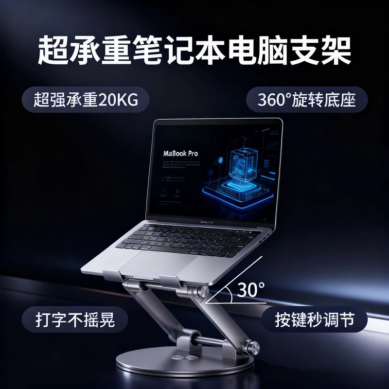 Gaming Laptop Stand, Ultra-Stable, 360-Degree Rotating Dual-Rod, Non-Shaking, Suitable for Alienware and Dell