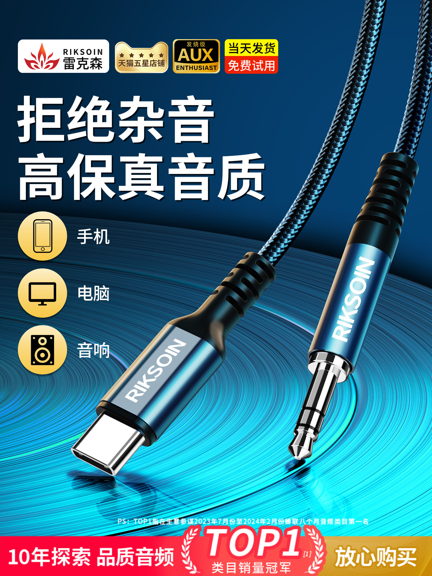 Rexon Type-C to 3.5mm Audio Cable for Car Audio Speakers, Aux Plug for Tablet and Phone Output, Adapter for Car Player, Over-Ear Headphones, Aux Data Connection Cable