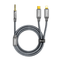 雷克森二合一aux音频线车用音响适用Type-C 苹果转3.5mm双头插电脑手机输出转换车载音箱头戴式耳机线连接线