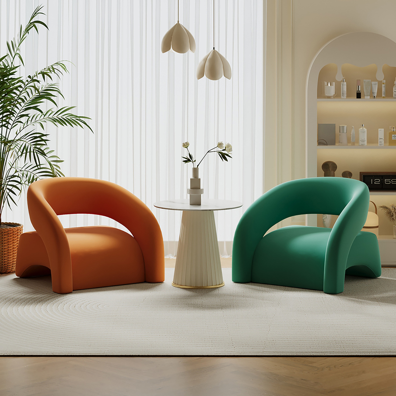 Internet-Famous Cream-Style Milk Tea Shop Café Balcony Sofa Chair Shop Vip Lounge Fabric Designer Model