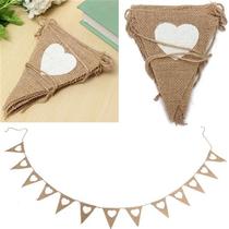 Burlap love pennant for wedding decoration Christmas wedding party flag jute bunting available to order
