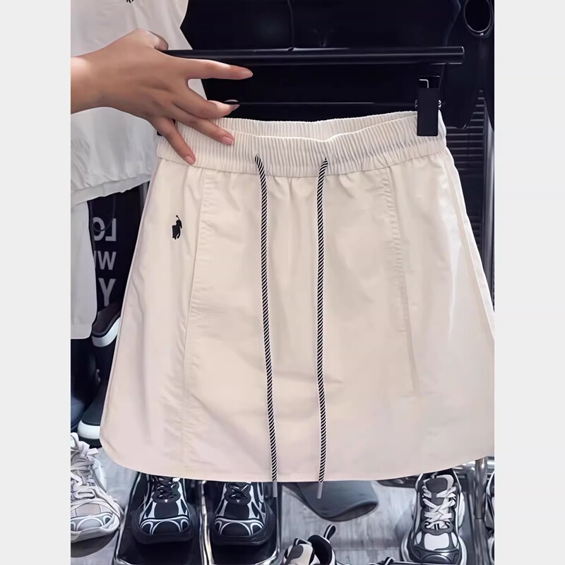 White Quick-Drying Workwear Short Skirt for Women 2026 New Summer Thin Large Size Loose Slimming Embroidered Sports A-Line Skirt