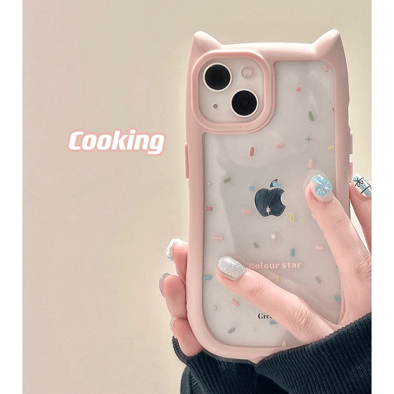 ins Simple 3D Cat Ear Phone Case for iPhone 17/16 Pro Max, iPhone 14 Internet Celebrity Style Goddess Transparent Silicone Full Cover Case for iPhone 13/12 New Model Protective Case for iPhone 11 Creative X Niche Xr