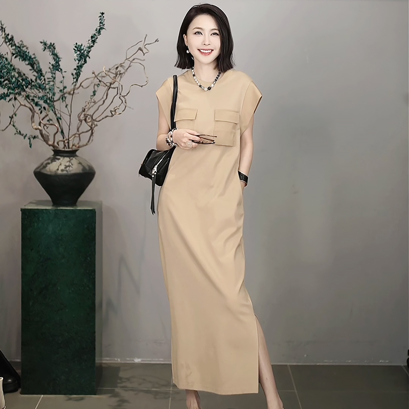 Rongrong Minimalist Elegant Versatile Loose Flutter Sleeve Long Dress J263 Rongrong Minimalist Elegant Versatile Loose Flutter Sleeve Long Dress J263