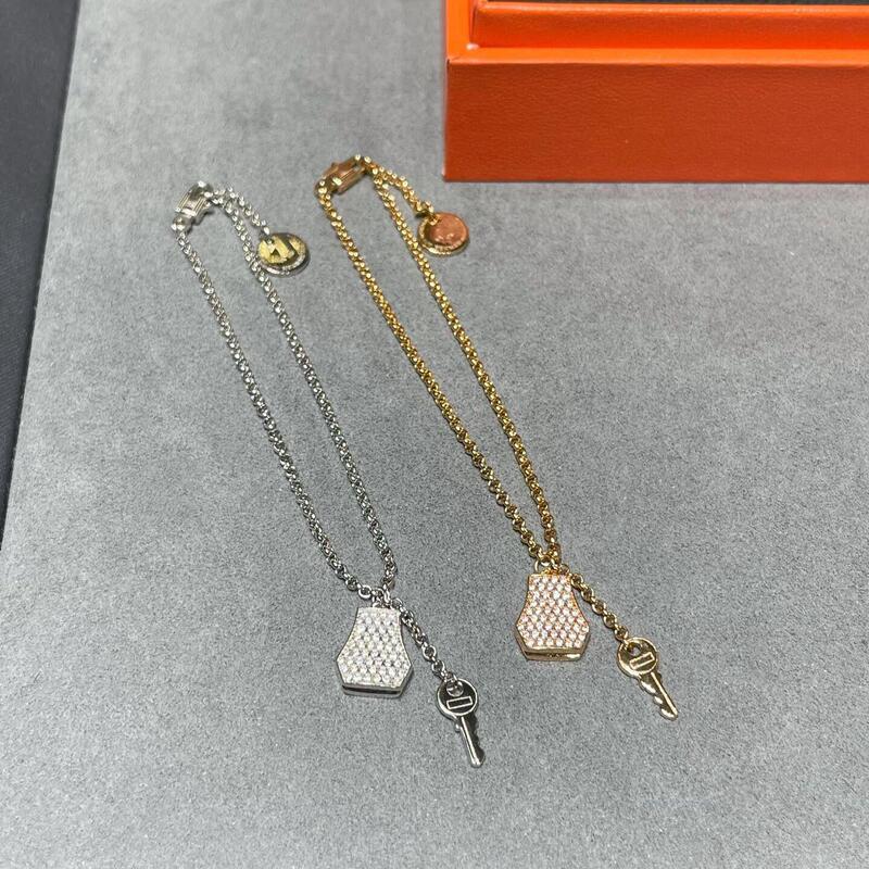 H Family Lock Key Bracelet 925 Sterling Silver Plated 18K Rose Gold Bracelet Full Diamond Bracelet Personalized Fashion ins Style