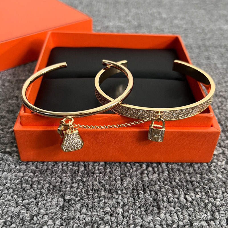 H Family Lock Sterling Silver Plated 18K Rose Gold Bracelet Key Bracelet Two-In-One Double-Layer Full Diamond Bracelet ins Accessible Luxury