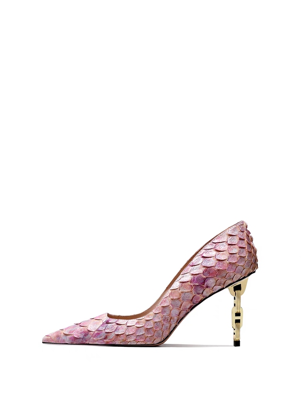 (Diesha's Careful Selection) Imported Python Skin European and American Light Luxury Brand Light-Colored Pointed Toe Stiletto High-Heeled Shoes for Women