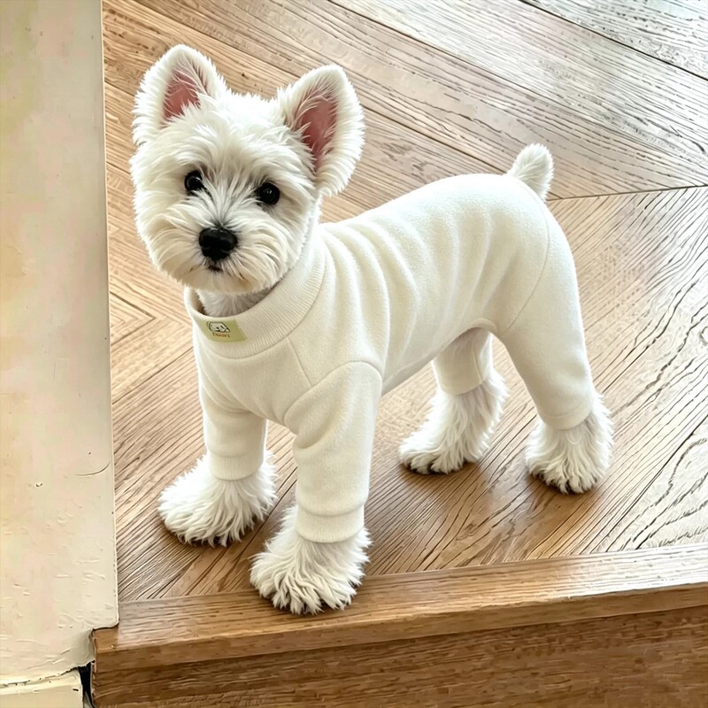 Dog Clothes for Autumn and Winter, Warm Four-Legged Clothing for Small Dogs Like Bichon Frise, Teddy, West Highland White Terrier, to Prevent Catching a Cold, One-Piece Belly-Covering Clothing