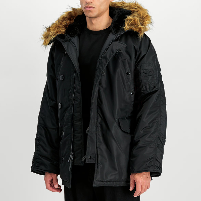 Fur Collar Parka Coat, Mid-Length Outdoor Warm Thickened High-End N-B3 American Retro Jacket