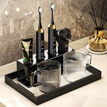 High-end mouthwash cup household glass toothbrushing cup light luxury couple tooth cup wash cup toothbrush rack set