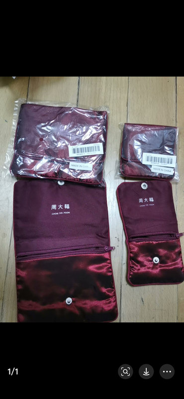 In-Stock Chow Tai Fook Store Red Silk Jewelry Storage Bag Packaging Bag Genuine Product