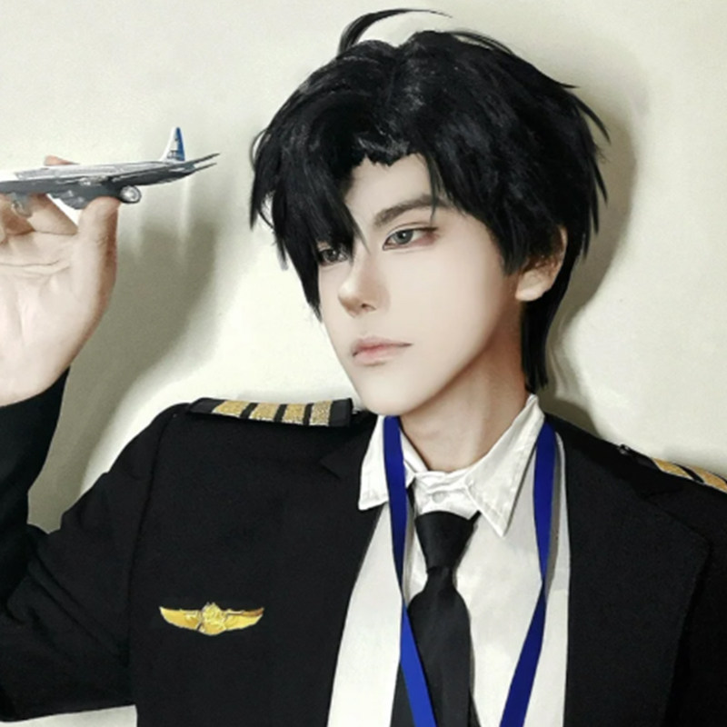 陈嘉予cos假头发碎盖长刘海从万米高空降临少年感仿真头皮黑短毛_COSPLAY配件_淘宝游戏网