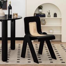 Lacquer Nordic medieval French retro designer rattan home solid wood backrest dining chair chair creative bedroom