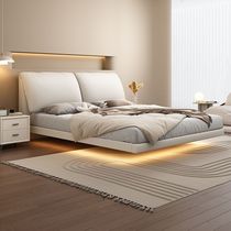 Fuchuang simple modern elephant suspended leather bed cream style master bedroom small apartment 1 5 meters double leather art bed