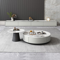 Sejibang coffee table slate round coffee table small apartment living room home Nordic light luxury simple modern coffee table combination