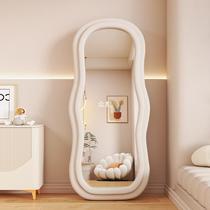 Zhishi Internet celebrity full-length mirror home floor mirror cream style special-shaped wave dressing mirror girls bedroom fitting mirror