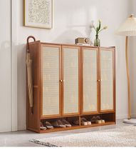 Zuomu shoe rack household multi-layer dustproof shoe cabinet indoor entrance large capacity storage solid wood simple shoe cabinet Nanzhu