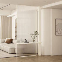 Dongwo Fuli light luxury cream white Changhong glass screen bathroom partition washbasin living room entrance decoration