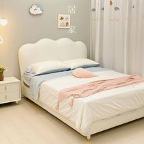 Signmaker modern minimalist cloud bed solid wood technology cloth soft bed light luxury cream style childrens bed princess bed ins style