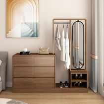 Xiaoyun bedroom cupboard coat rack integrated bedside storage cabinet Chinese style wall storage cabinet rotating dressing mirror cupboard