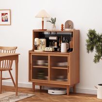 Dongwo powerful small apartment sideboard solid wood storage cabinet restaurant side cabinet hole board storage cabinet wall tea cabinet