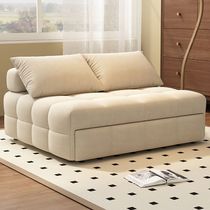 Xiaoyun cream style new fabric sofa dual-purpose Japanese-style small apartment living room single multi-functional retractable sofa bed