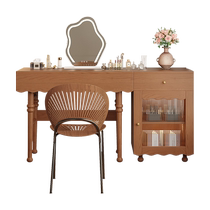 Hexuan American solid wood dressing table antique style cupboard integrated dressing table light luxury and high-end storage desk combination