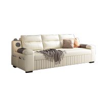 Baiying small apartment sofa bed modern simple multi-functional storage folding day bed cat scratch leather sofa bed