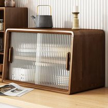 Zhuohe) Japanese solid wood sideboard desktop storage cabinet cabinet cupboard walnut color dining table countertop storage rack