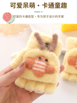 Baby Gloves Winter Halffinger Flip Cartoon for men and women Five fingers warm and children 1-3 years 2 infant child small dew finger