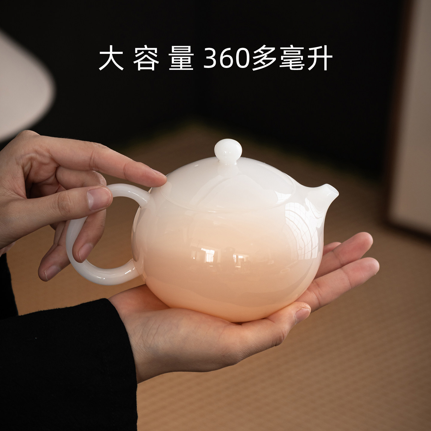 Нефритовый чайник Ice seed jade большой емкости Xishi, белый фарфоровый чайник Dehua, одноместный чайник, бытовой очень большой чайник, офисный Изображение 1