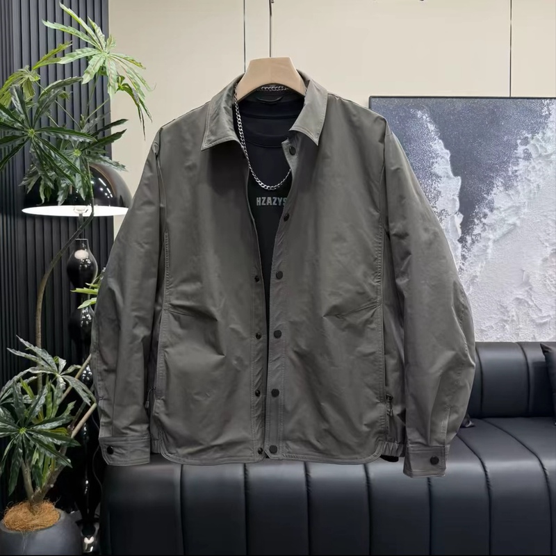 Spring and Autumn New Outdoor Men's Versatile Commuter Jacket with a Turn-Down Collar, Casual Workwear Shirt, Trendy Zip-Up Top