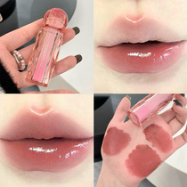 White Peach Sweet Tea Small Ice Ball~Light Nude Water-Permeable Lip Glaze Mirror Moisturizing Lip Gloss Student Whitening Lipstick