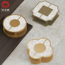 Chinese style hotel private room shell semicircular door handle golden jade club solid wood door framed glass door handle