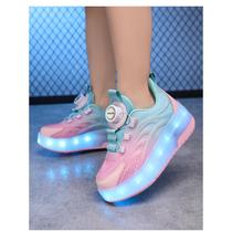 High-end lighted Heelys shoes for boys four-wheel deformation shoes childrens wheeled shoes girls black technology student roller skates