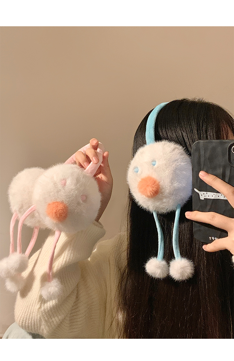 Niedlicher Schneemann, große Plüsch-Ohrenschützer, kältebeständig und warmhaltend, für den Winter, Ohrwickel, warmhaltend, Reit-Ohrschutz, Ohrabdeckung_voghion.com