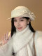 白色礼帽女2025秋冬季赫本风优雅法式盆帽显脸小渔夫帽高级感帽子