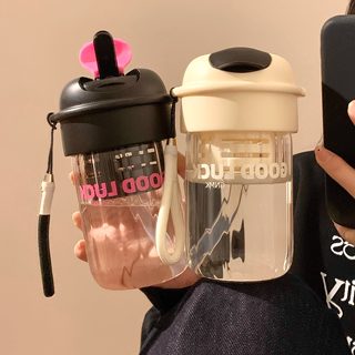 Simple Water Cup for Girls, High Aesthetic Value, Summer 2025 New Model, Straw Tea Container, Office Portable Student Glass Cup