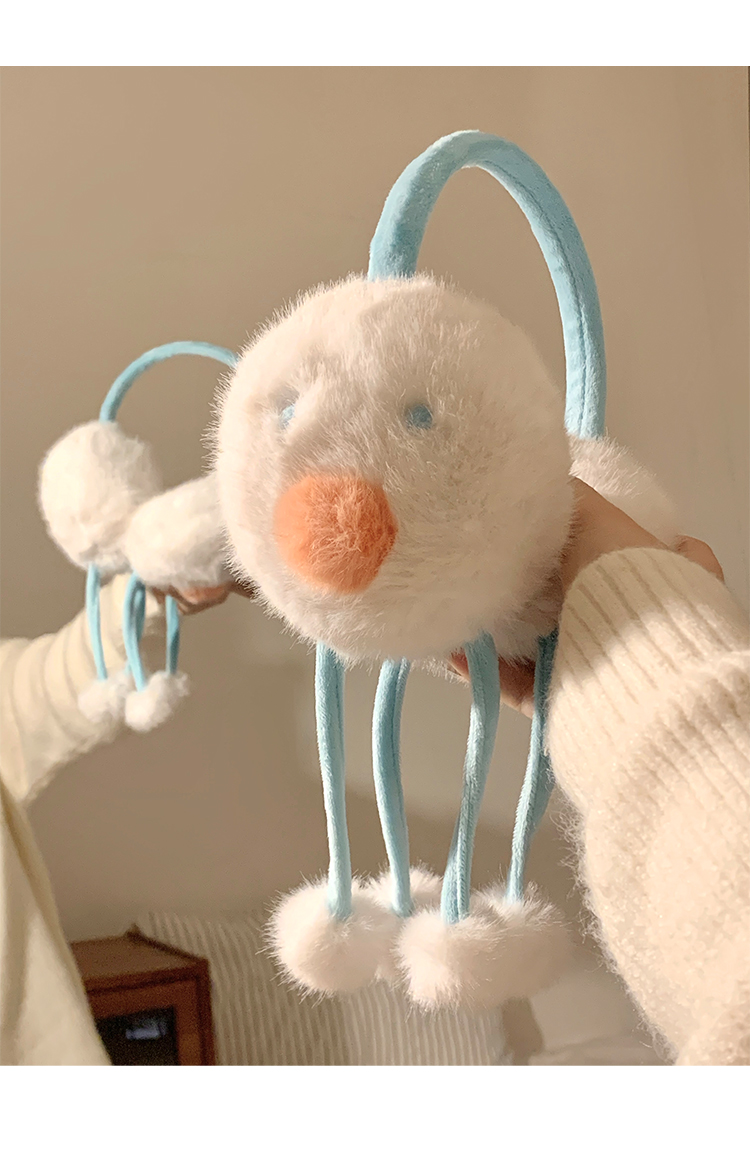 Niedlicher Schneemann, große Plüsch-Ohrenschützer, kältebeständig und warmhaltend, für den Winter, Ohrwickel, warmhaltend, Reit-Ohrschutz, Ohrabdeckung_voghion.com