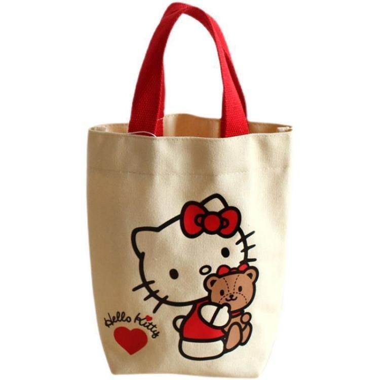 Мода холст 2025新款kitty帆布包便携帆布礼品袋小巧上班小号手拎便当包手提